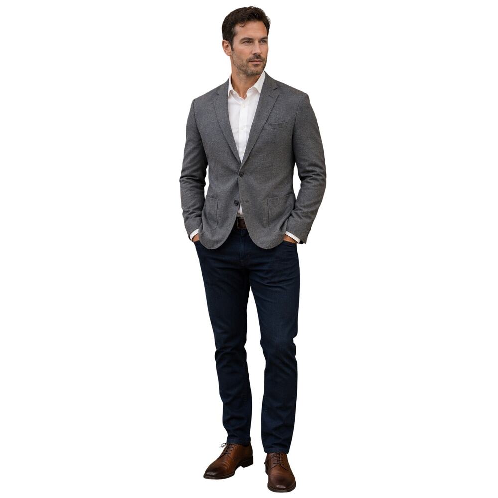 Nordstrom slim trim fit sz XL dark grey knit blazer proffesional career preppy #